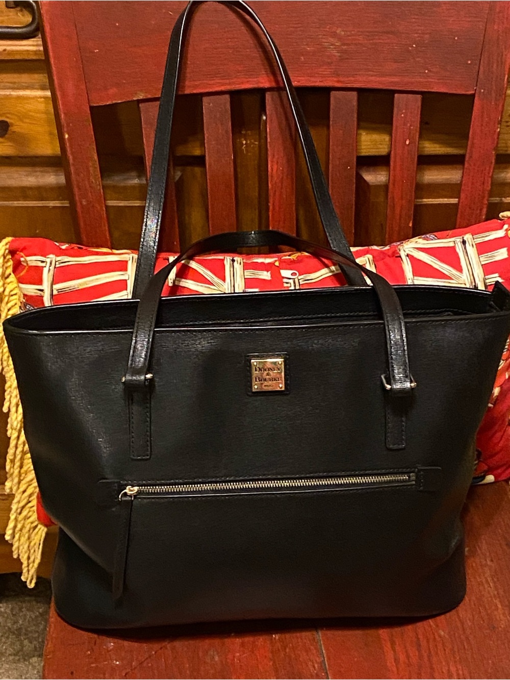 Dooney & Bourke Black Saffiano Leather Small Lexington Shopper Tote Bag